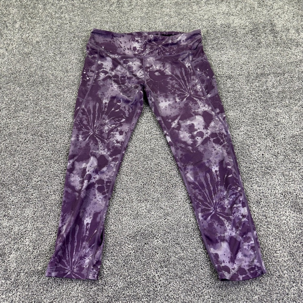 Colosseum Leggings Womens XL Purple Tie Dye Ankle Pockets Stretch Yoga Gym